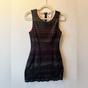 New York & Company Black Lace Sheath Dress Pink Lining Size 4 Y2K Cocktail